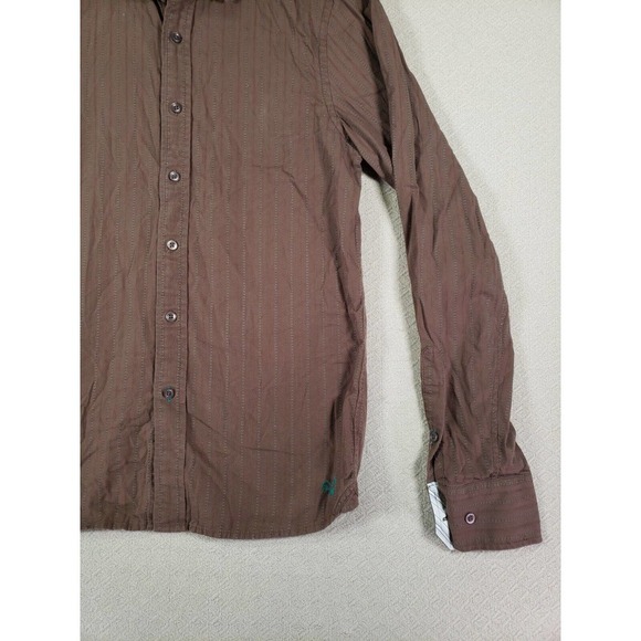 Fossil Shirt Mens Small Cotton Blend Button Up Lightweight Collared Brown - Picture 3 of 12